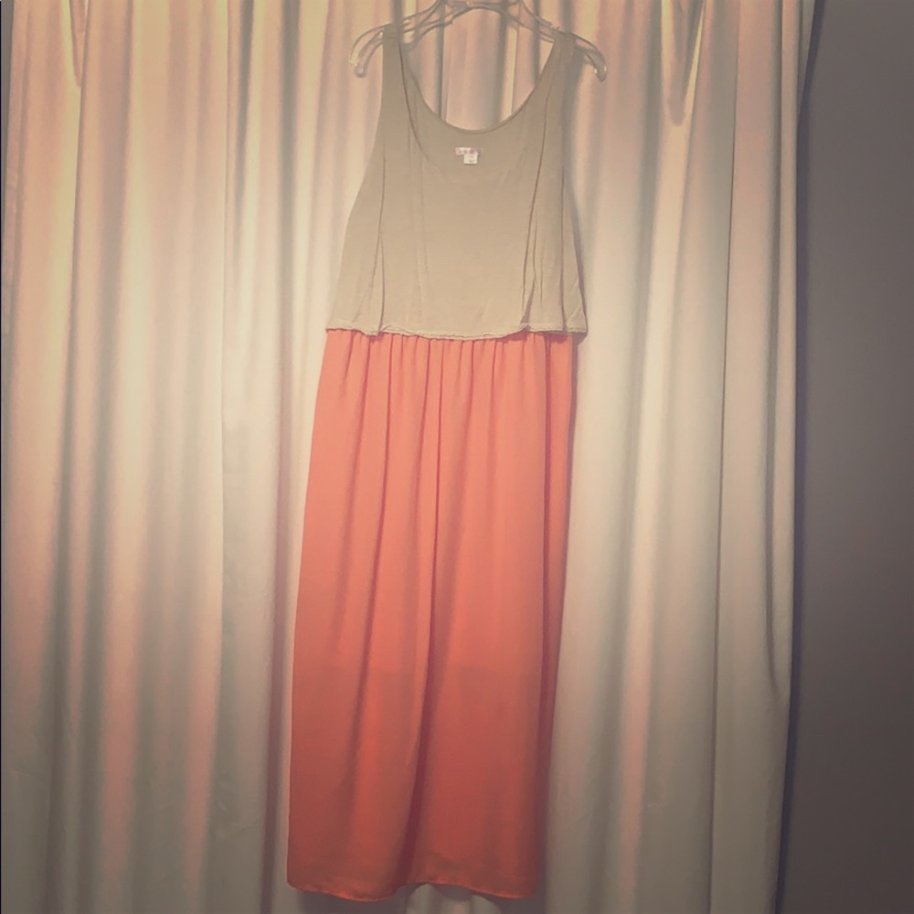 Beige and Coral Dress.